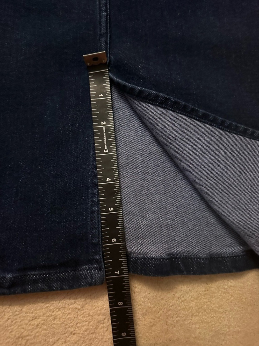 Maeve by Anthropologie Navy Scalloped-Side Denim Pencil Skirt - Picture 7 of 7